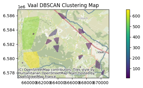 Density clusters on a map